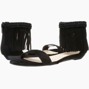 Nine West Women’s Wanderlust Suede Sandal w/Ankle Fringe